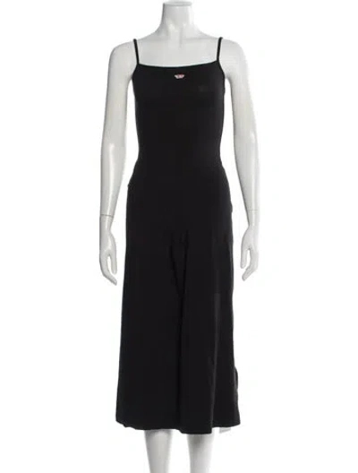 Pre-owned Diesel Square Neckline Midi Length Dress In Black