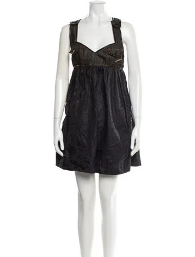 Pre-owned Diesel Square Neckline Mini Dress In Black