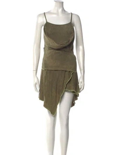 Pre-owned Diesel Square Neckline Mini Dress In Green