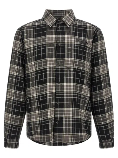 Diesel Check-print Logo-patch Shirt In Black