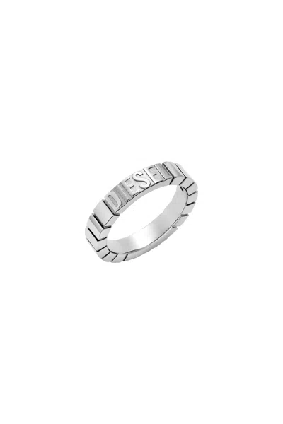 Diesel Stainless Steel Band Ring In Silver