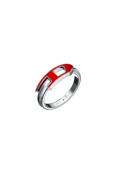 Diesel Stainless Steel Band Ring In Silver