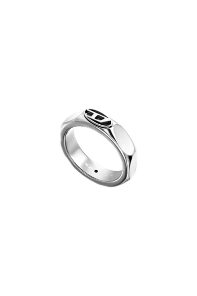 Diesel Stainless Steel Band Ring In Silver