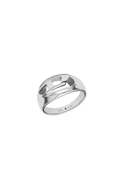 Diesel Stainless Steel Band Ring In Silver