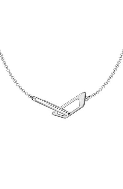 Diesel ® Stainless Steel Bar Pendant Necklace In Silver