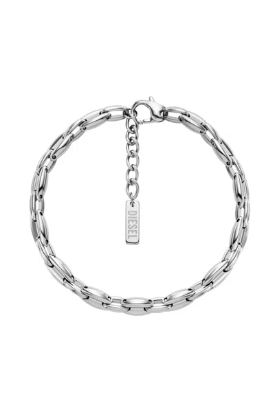 Diesel Stainless Steel Chain Bracelet In Silver