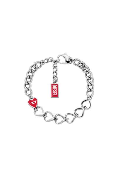 Diesel Stainless Steel Chain Bracelet In Silver