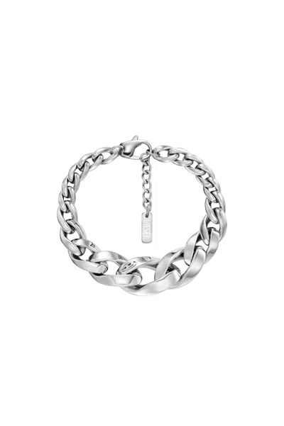Diesel Stainless Steel Chain Bracelet In Silver