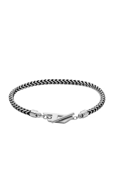 Diesel Stainless Steel Chain Bracelet In Silver