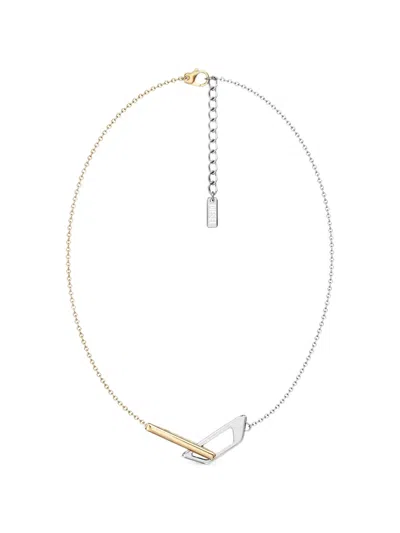 Diesel Stainless Steel Chain Necklace In Gold