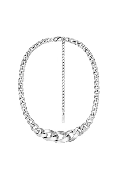Diesel Stainless Steel Chain Necklace In Silver