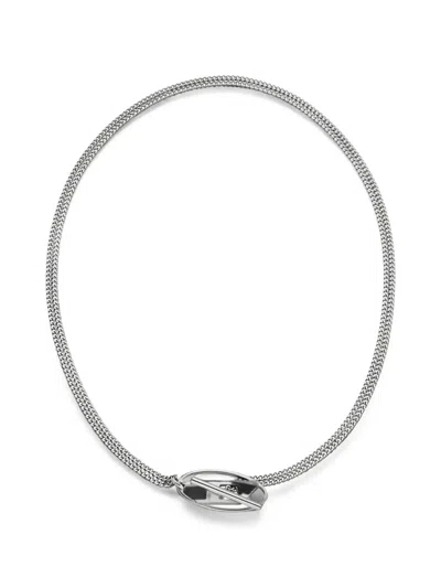 Diesel Stainless Steel Chain Necklace In Metallic