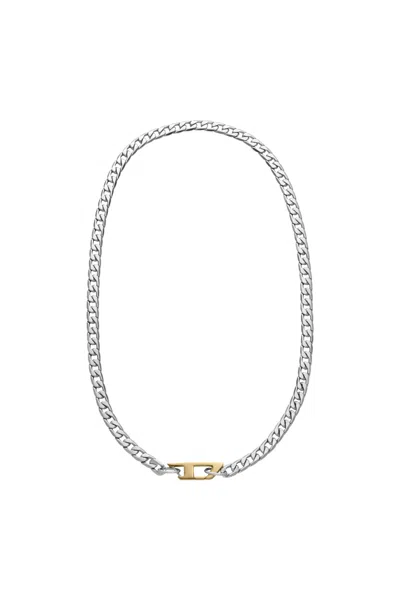 Diesel Collana A Catena In Acciaio In Silver