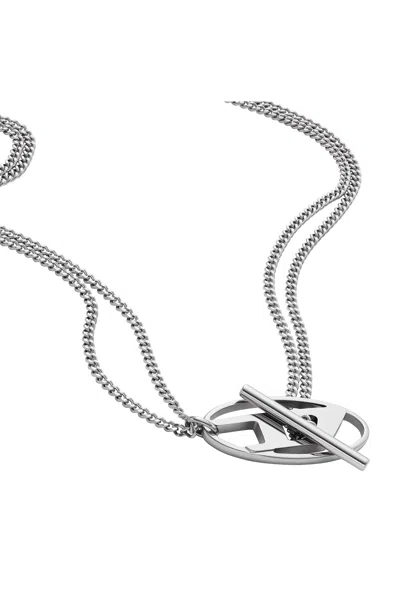 Diesel Stainless Steel Chain Necklace In Silver