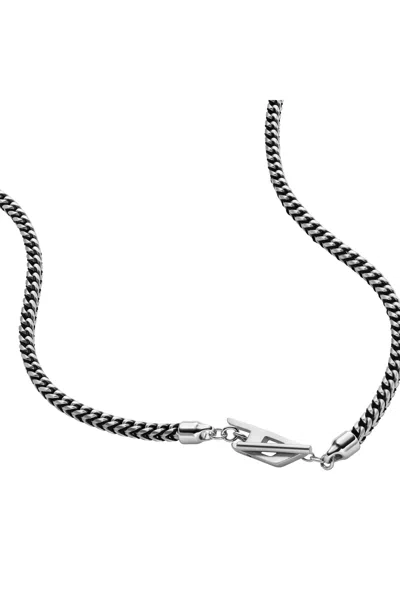 Diesel Stainless Steel Chain Necklace In Silver