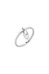 Diesel Stainless Steel Charm Ring In Silver