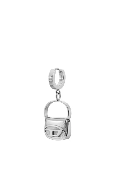 Diesel Stainless Steel Drop Earring In Metallic