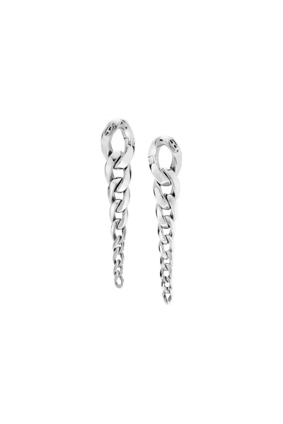 Diesel Stainless Steel Drop Earrings In Silver