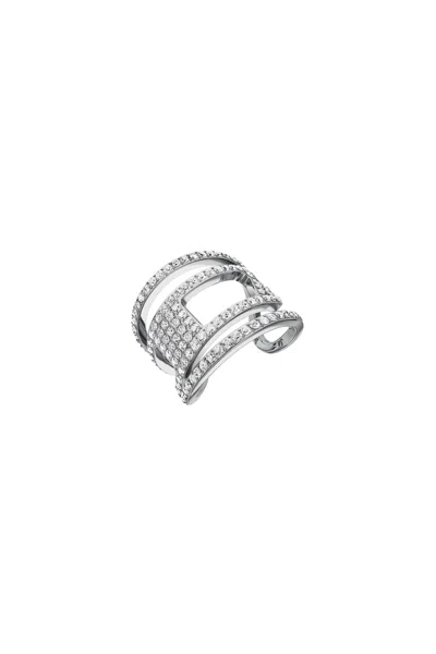 Diesel Stainless Steel Glitz D Band Ring In Silver