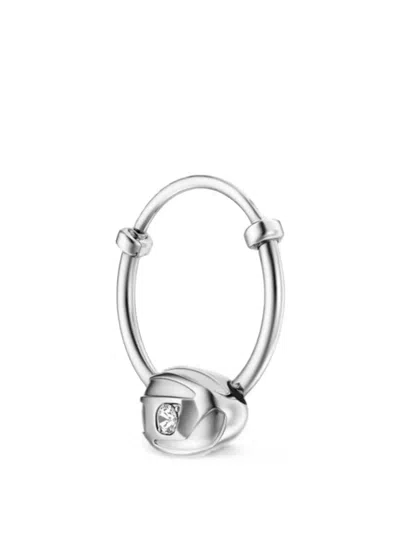 Diesel Stainless Steel Hoop Earring In Silver