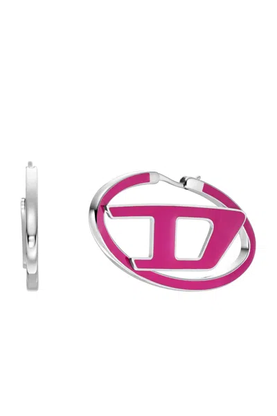 Diesel Stainless Steel Hoop Earrings In Pink