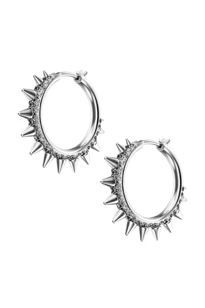 Diesel Stainless Steel Hoop Earrings In Silver