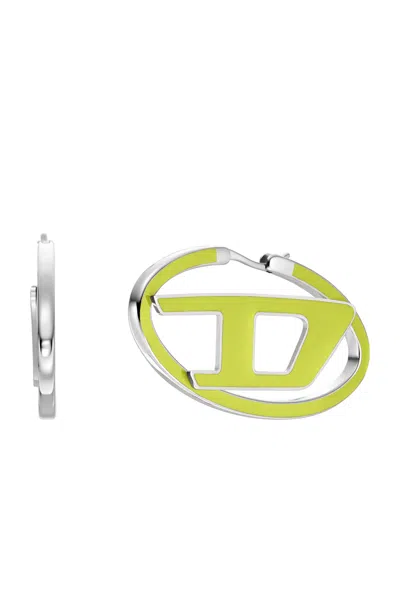 Diesel Stainless Steel Hoop Earrings In Yellow