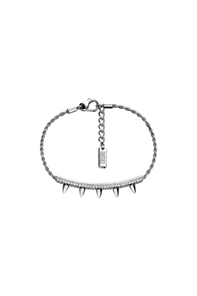Diesel Stainless Steel Id Bracelet In Silver