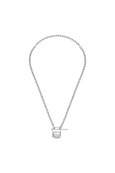 Diesel Stainless Steel Necklace In Gray