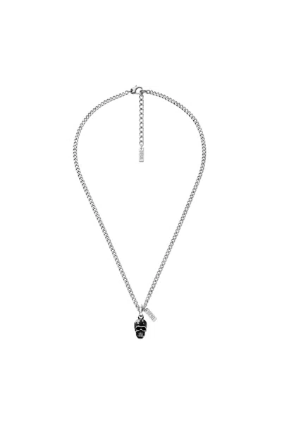 Diesel Stainless Steel Pendant Necklace In Metallic