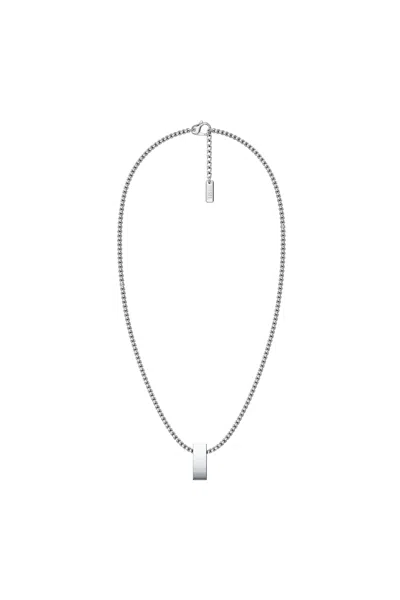 Diesel Stainless Steel Pendant Necklace In Silver