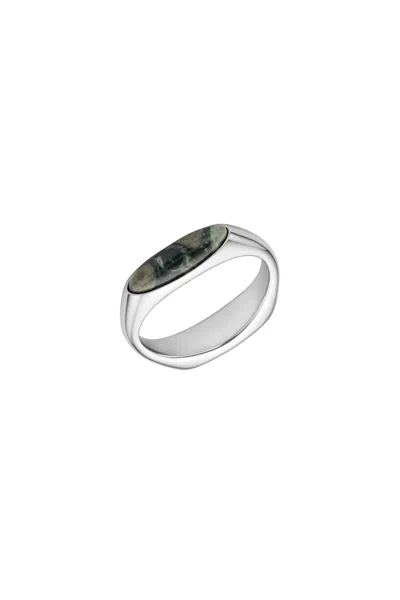Diesel Stainless Steel Signet Ring In Green