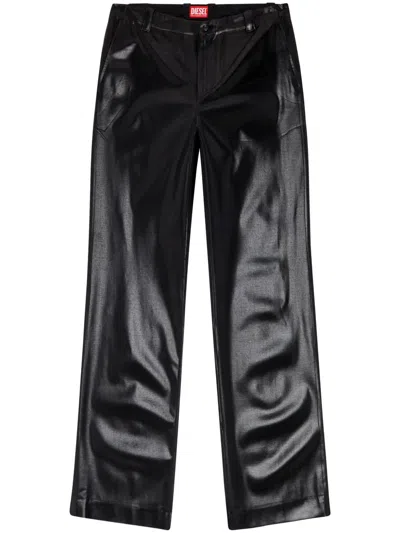 Diesel Mens 9xx P-arten-piping-pgbx Elasticated-waist Faux-leather Trousers In Black
