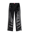 Diesel Virgin Wool Blend Trouser With Striped Motif In Black