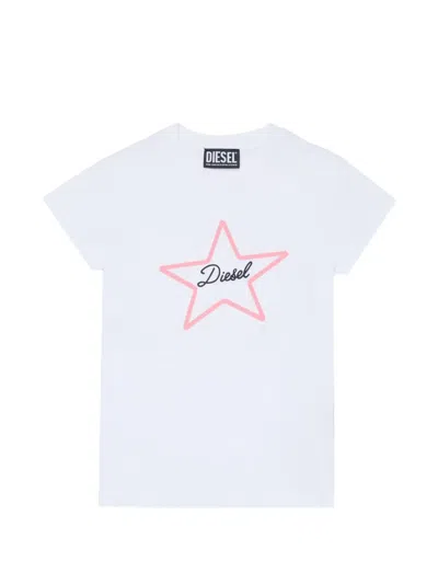 Diesel Kids' Star-motif T-shirt In White