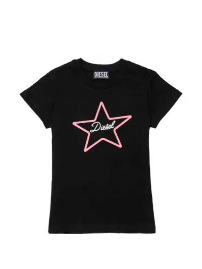Diesel Kids' Star T-shirt In Black