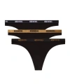Diesel Stars Thong (pack Of Three) In Black