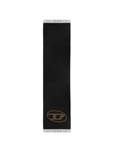 Diesel Stevie Logo-details Fringed Scarf In Neutral