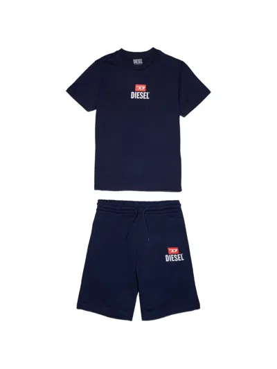 Diesel Kids' Stibogi Logo-detail Shorts Set In Blue