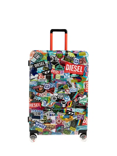 Diesel Sticker-print Suitcase In Pink