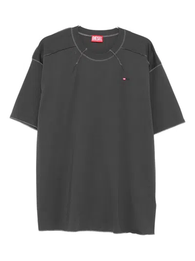 Diesel Stitch Cotton T-shirt In Gray