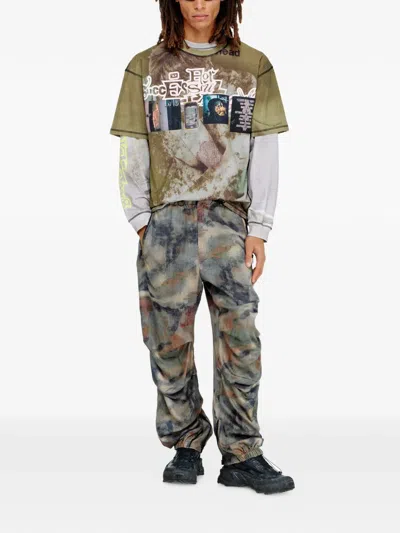 Diesel Stitched Trousers In Green