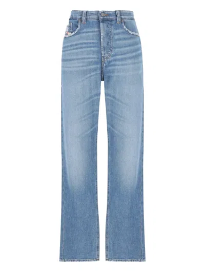 DIESEL STONE-WASHED LOGO-PATCH JEANS