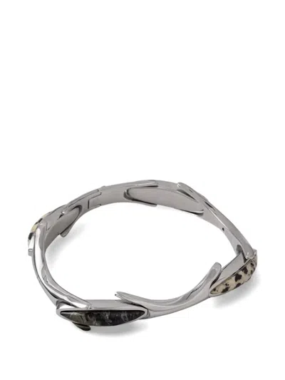 Diesel Stone-embellished Rigid Bracelet In Metallic