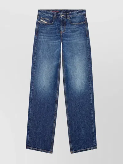 Diesel Straight Cotton Denim Trousers In Blue