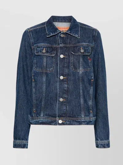 Diesel Straight-cut Denim Jacket With Contrast Stitching In Blue