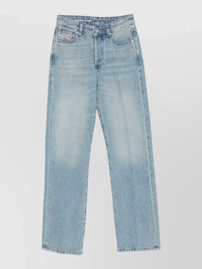 Diesel Light Blue Straight-leg Jeans With Logo Detail In Multi