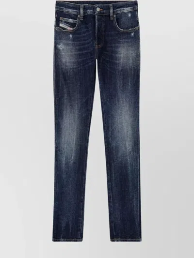 Diesel Straight Five-pocket Trousers Featuring Belt Loops In Blue