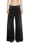 Diesel Wide-leg Black Jeans With Classic Five-pocket Styling In Nero