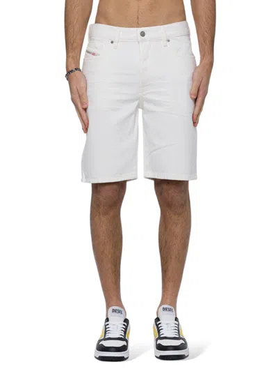Diesel Straight-leg Denim Shorts In White